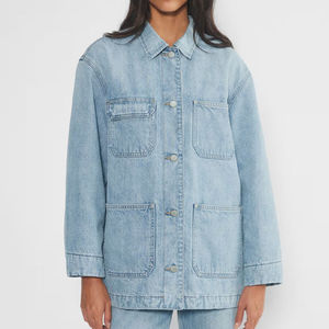 Veste en jean vintage pour femme, en denim lourd de qualité supérieure, silhouette longue, style streetwear décontracté, vêtement d'extérieur pour l'hiver - Product Image 1