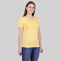 T-shirt pour femme avec appliques au col, en jersey de coton doux, à manches courtes, décontracté, pour l'été, séchage rapide, respirant, fabrication pour