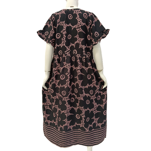 Vestido Midi Informal Súper Lindo con Mangas con Volantes, Cintura Alta, Estilo Holgado, de Rayón, con Decoración de Botones - Product Image 3