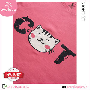 Kitty Kat Color rosa y gris 100% algodón hecho ropa de dormir ropa de noche 2 piezas pijama pantalones cortos Coord Set a precio razonable - Product Image 3