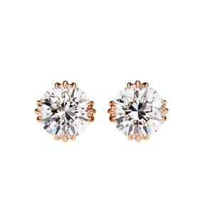 Boucles d'oreilles clous en diamant de laboratoire 3 carats, solitaires de 1,50 carat chacun, en or 10K, 14K, 18K ou argent 925, design couronne florale à griffes, classiques - Product Image 1