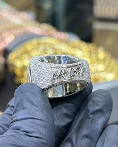 Anillo Cuadrado Personalizado con Letras, Estilo Iced Out, con Diamantes Moissanite VVS Brillantes, Anillo de Plata 925 para Uso Diario, Estilo Hip Hop - Product Image 3