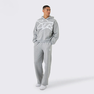 Chándal Unisex con Capucha y Cremallera, Color Gris Jaspeado, Corte Holgado, Talla Grande, 100% Algodón Transpirable, Logotipo Personalizado Impreso, Gran Venta - Product Image 1