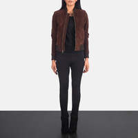 Chaquetas de mujer Chaqueta de cuero de gamuza Elegante Slim Fit Casual Prendas de abrigo Textura suave Ligero Abrigo de moda diario