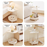 Table d'appoint mobile à double rangement, gain de place, design roulant pour salon, chambre à coucher, table de canapé