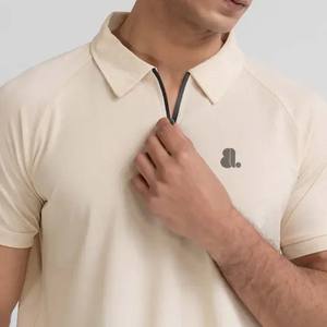 เสื้อเชิ้ตแขนสั้นผู้ชายแบบซิปครึ่งตัว ผ้าใยไผ่ 100% ระบายอากาศดี ดีไซน์ซิปด้านหน้า ขายส่ง - Product Image 5