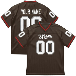 Custom Brown Football Jersey Personalized Team <b>Shirt</b> Breathable Mesh Top With Name And Number - Product Image 1