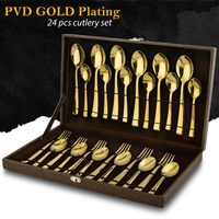 Artículo para el hogar y utensilios de cocina Juego de cubiertos de regalo de devolución más vendido Cubiertos chapados en oro duraderos y confiables disponibles para la venta