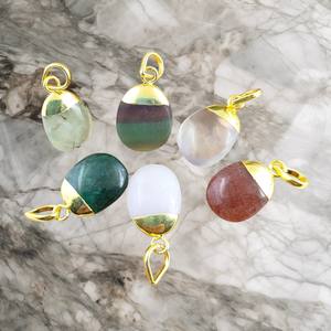 จี้ทองแดงทำด้วยมืออัญมณีธรรมชาติจี้14-18มม. ชุบทองด้วยไฟฟ้ารูปร่างผิดปกติสร้อยคอเครื่องประดับที่ไม่ซ้ำกันสำหรับเด็ก - Product Image 1