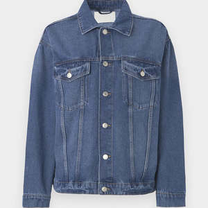 Chaqueta vaquera azul para mujer, chaqueta vaquera azul mediana con cierre de botones y bolsillos en el pecho, diseñada para mujer, comodidad para todas las estaciones - Product Image 6