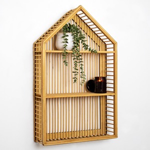 Vente en gros étagère murale suspendue pour la décoration de la chambre étagère naturelle durable à bas prix étagères de rangement en bambou - Product Image 3