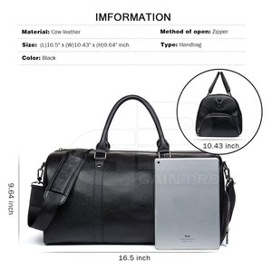 Sac de sport en cuir vintage à logo personnalisé Sac de voyage de grande capacité en cuir pleine fleur Sac de sport pour hommes - Product Image 5