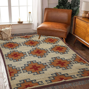 Top Selling Designer Embroidered <b>Boho</b> Style Kilim <b>Rugs</b> Handmade Wool Jute Geometric Pattern Carpet Home Hotel Kitchen Living - Product Image 2