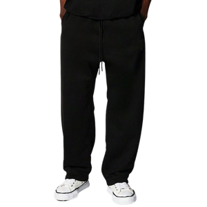 Custom Logo Washed <b>Black</b> Fleece Joggers men's pants washed Streetwear Drawstring Waist Modern Casual Daily Wear <b>Fabric</b> Comfort - Product Image 1