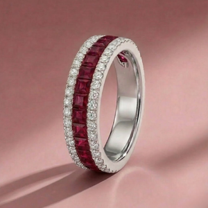 จีนโรงงานร้อนการออกแบบใหม่2021หรูหราเพชรแหวนหมั้นแฟชั่นเครื่องประดับทับทิมแหวนแต่งงานสำหรับผู้หญิง - Product Image 3