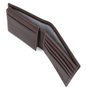 <b>Men's</b> Genuine Leather Slim <b>Wallet</b> With Striped Lining Fold Closure Card Holder Short Length Minimalist Design - Product Image 1