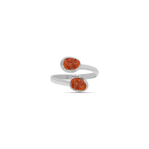 Anillo de piedra solar de forma Natural de Plata de Ley 925, ajuste de bisel, estilo clásico para fiesta de compromiso y regalo de aniversario, paquete de 6 - Product Image 1
