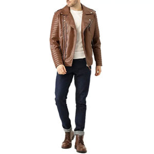 Veste en cuir à col montant pour hommes de haute qualité Meilleur design pour l'hiver Vêtements d'extérieur OEM personnalisés en gros - Product Image 4