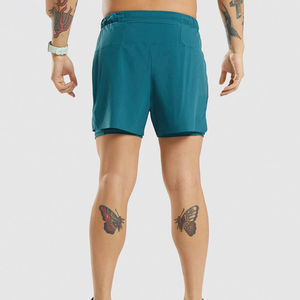 Short de gymnastique pour hommes 100% coton de haute qualité OEM extensible dans 1 sens couleur unie logo personnalisé dentelle technique sublimée fitness décontracté - Product Image 3