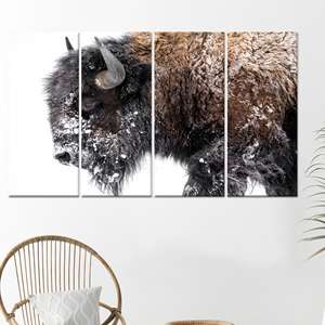 Tableau imprimé sur toile : Art mural bison dans un décor animalier américain, toile enveloppée 4P - Product Image 1