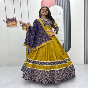 Traditional 6 Meter Flair Lehenga Choli with Heavy Thread Sequence Embroidery and <b>Ribbon</b> Lumpi Lace Border for Festive Parties - Product Image 2