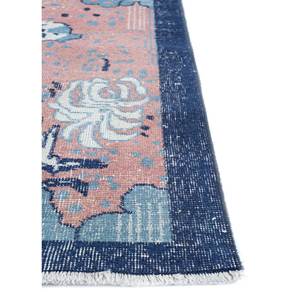 Tapis en laine noué à la main bleu vintage 9x12, motif floral, grande surface pour usage domestique - pour entrée, couloir, pièce rectangulaire Pae-2122 - Product Image 4