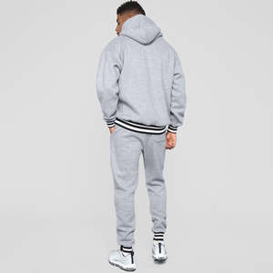 Conjunto de ropa deportiva para hombre Sudadera con capucha y pantalones de dos piezas Traje de cremallera 100% algodón para invierno - Product Image 6