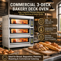Four électrique commercial en acier inoxydable certifié CE, 3 étages, 6 plateaux, pour pain et pizza, avec protection contre la surchauffe (type autonome)