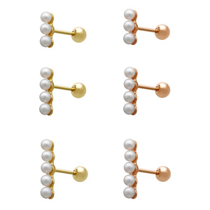 Orecchini romantici da donna alla moda in oro 14k Fine per feste con perline in oro giallo Piercing gioielli regalo all'ingrosso K-gioielli - Product Image 1