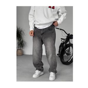 กางเกงยีนส์ขาบานผ้าทอฮิปฮอปสุดสำหรับผู้ชายกางเกงยีนส์ผ้าฝ้ายแนวสปอร์ตลำลองสำหรับ100% - Product Image 2