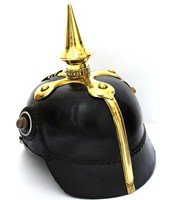 Casque Pickelhaube classique en cuir d'agate prussienne allemande authentique, fait main, motif couronne - Taille personnalisable pour collectionneurs
