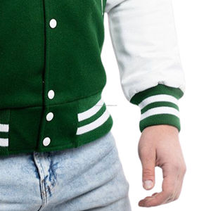 Chaqueta Universitaria Americana Personalizada Unisex, Cuerpo de Lana, Mangas de Cuero, Cierre de Cremallera, Estilo Vintage con Parches, Ecológica y Urbana - Product Image 6