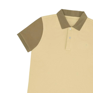 Camisa Polo Beige para Hombre con Mangas Marrones, Elegante, Informal, de Algodón, Cómoda, de Manga Corta, a la Moda - Product Image 4