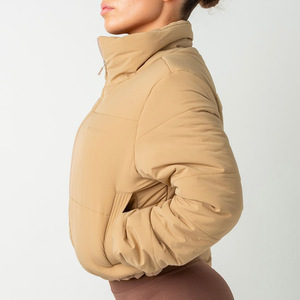 Women Solid <b>Jackets</b> Bubble Crop Coats Puff Ladies Down Coats Customized Winter Bomber Puffer <b>Jackets</b> Winter - Product Image 4