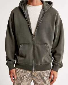 Sudadera con capucha y cremallera lavada con ácido de talla grande para hombre, estilo informal, estampado Digital, algodón, poliéster, transpirable, respetuoso con el medio ambiente - Product Image 4