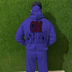 Ensemble de survêtement pour homme avec logo personnalisé, boutons, manches longues, coton imprimé, uni, léger, respirant, à capuche, élastique - Product Image 6