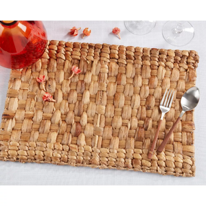 Tienphong 2024 Handmade <b>Woven</b> Water Hyacinth <b>Placemat</b> - 13"x19", Beige - Rectangle Natural Table Decor, Traditional Style - Product Image 2
