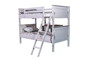 Lit superposé écologique Dakota au design moderne Belle construction solide extensible Style artisan pliable en bois de caoutchouc blanc - Product Image 2