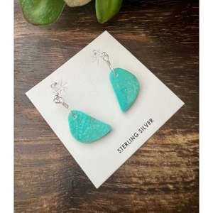 Navajo Handmade Kingman Turquoise <b>Sterling</b> <b>Silver</b> Slab <b>Dangle</b> Drop <b>Earrings</b> - Product Image 3