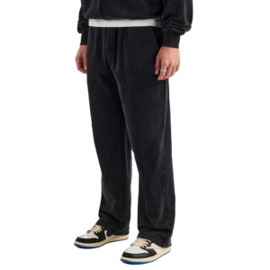 Pantalones de chándal anchos de algodón de alta calidad para hombre, de doble corte, pierna recta, estilo hip hop, acampanados, de invierno, estampados, de ajuste holgado. - Product Image 1