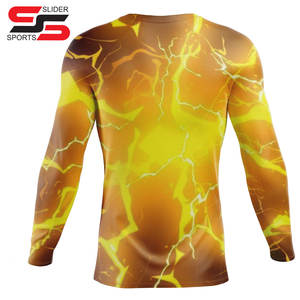 Logotipo personalizado Rash Guard Hombres Nylon de alta calidad Gimnasio Ropa de entrenamiento Camisas de compresión largas Base sublimada Skin Fit MMA Camisas - Product Image 2