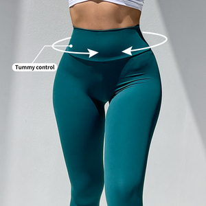 2024 pantalones de entrenamiento de gimnasio de cintura alta personalizados para mujer nuevas mallas de Fitness con realce de glúteos transpirable diseño sin costuras bolsillo push-up - Product Image 4