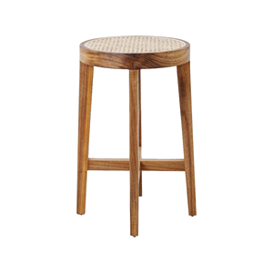 Tabouret de bar en bois de teck massif avec siège en osier de rotin tissé et matériau de haute qualité pour l'intérieur et l'extérieur - Product Image 4