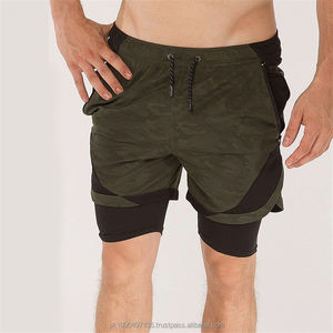 กางเกงขาสั้นวิ่งแห้งเร็วสองชั้นสำหรับผู้ชายชุดออกกำลังกายลายพรางตัวแบบไม่ทอ - Product Image 5