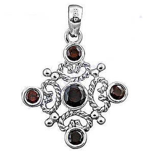 Pendentif en argent 925 pour femme avec grenat, plaqué or rose et rhodium, motif goutte d'eau, bijou en pierre précieuse, cadeau - Product Image 3