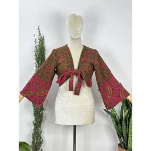 Yak Wool Tie <b>Top</b> Boho Chic Cozy Himalayan Wool Handmade Indian Wrap Halter <b>Top</b> Warm Cozy Bell Sleeves Parfait Hippie Shrugs - Product Image 1