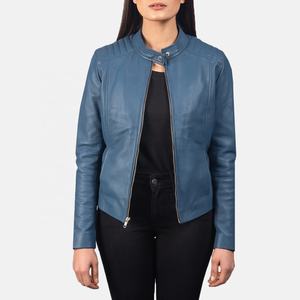 Chaqueta de moto de estilo informal de invierno de alta calidad para mujer 2025, chaqueta de cuero genuino con cuello levantado, lona teñida, impermeable a prueba de viento - Product Image 1