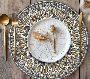 ที่รองจานลูกปัดทรงกลมทำด้วยมือสำหรับโต๊ะอาหารของตกแต่งคริสต์มาสงานเลี้ยงสังสรรค์ในครอบครัว - Product Image 3