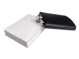 Article promotionnel d'entreprise de flacon portable en acier inoxydable noir de haute qualité de poche robuste de 8 oz - Product Image 5