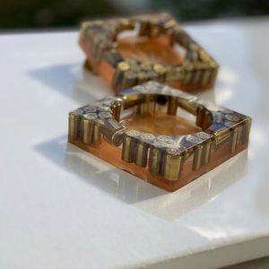 VINTAGE BOHO FASHION DESIGNER JEWELRY RESIN Geometric Bangle Gift Marble Amber Irregular Acrylic <b>Bracelet</b> for <b>Women</b> - Product Image 3